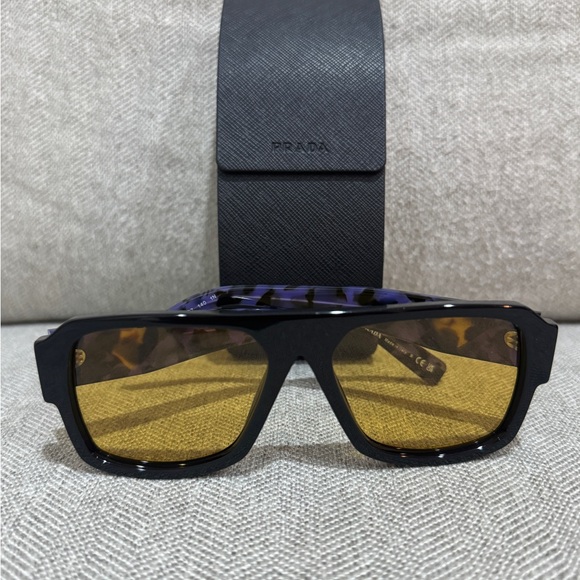 Prada Black and Purple Sunglasses with Yellow Lenses - Picture 1 of 5